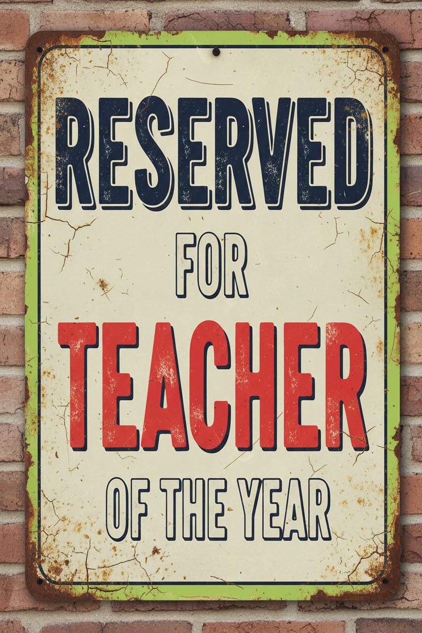Reserved For Teacher Of The Year Tin Sign, 8x12 Inch