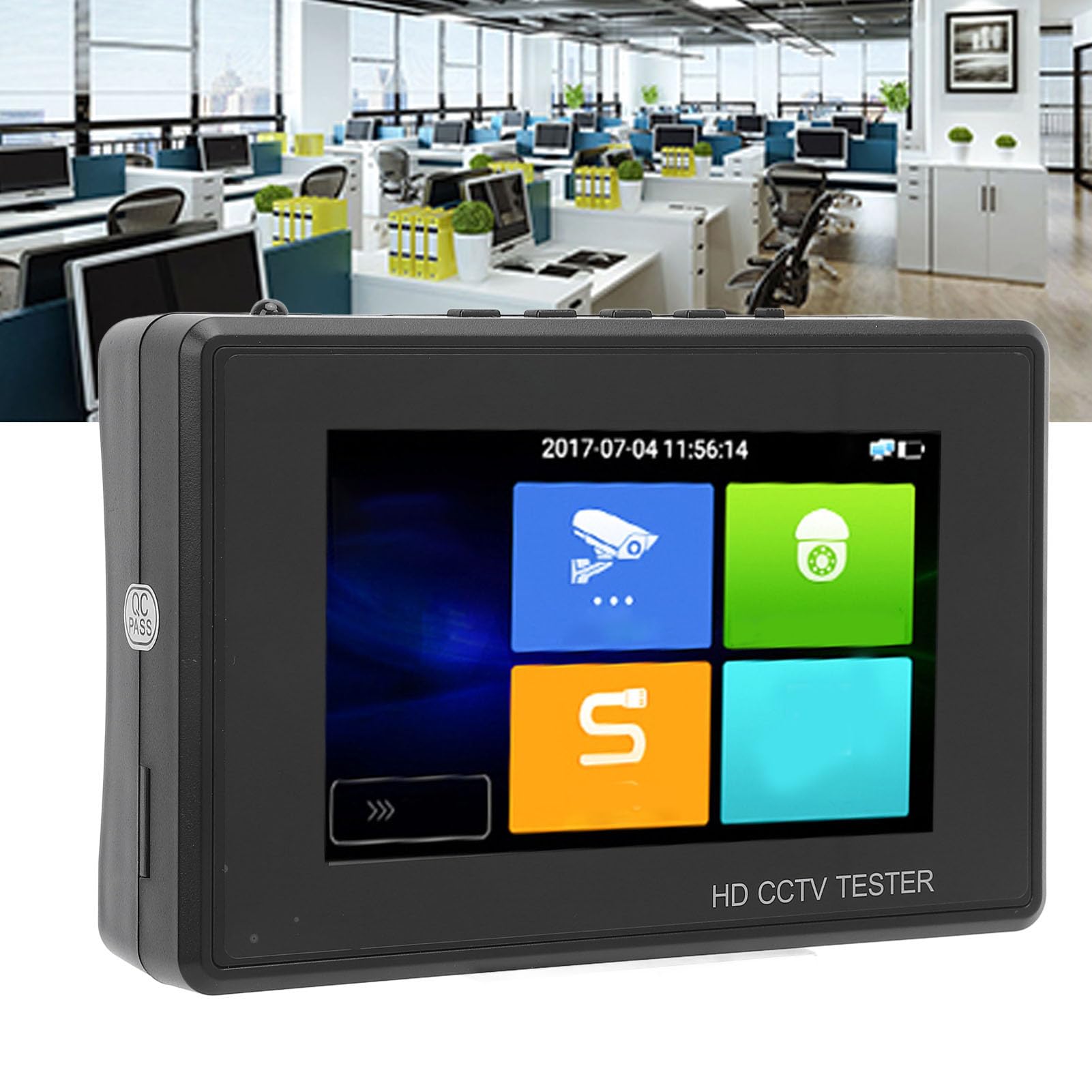 Fafeicy Testeur de Vidéosurveillance au Poignet, écran Tactile IPS Transparent de 4 Pouces, Appareil de Test de Caméra Portable avec Batterie Longue Durée et Sortie PoE, pour la (Prise UE 100 à 240V)