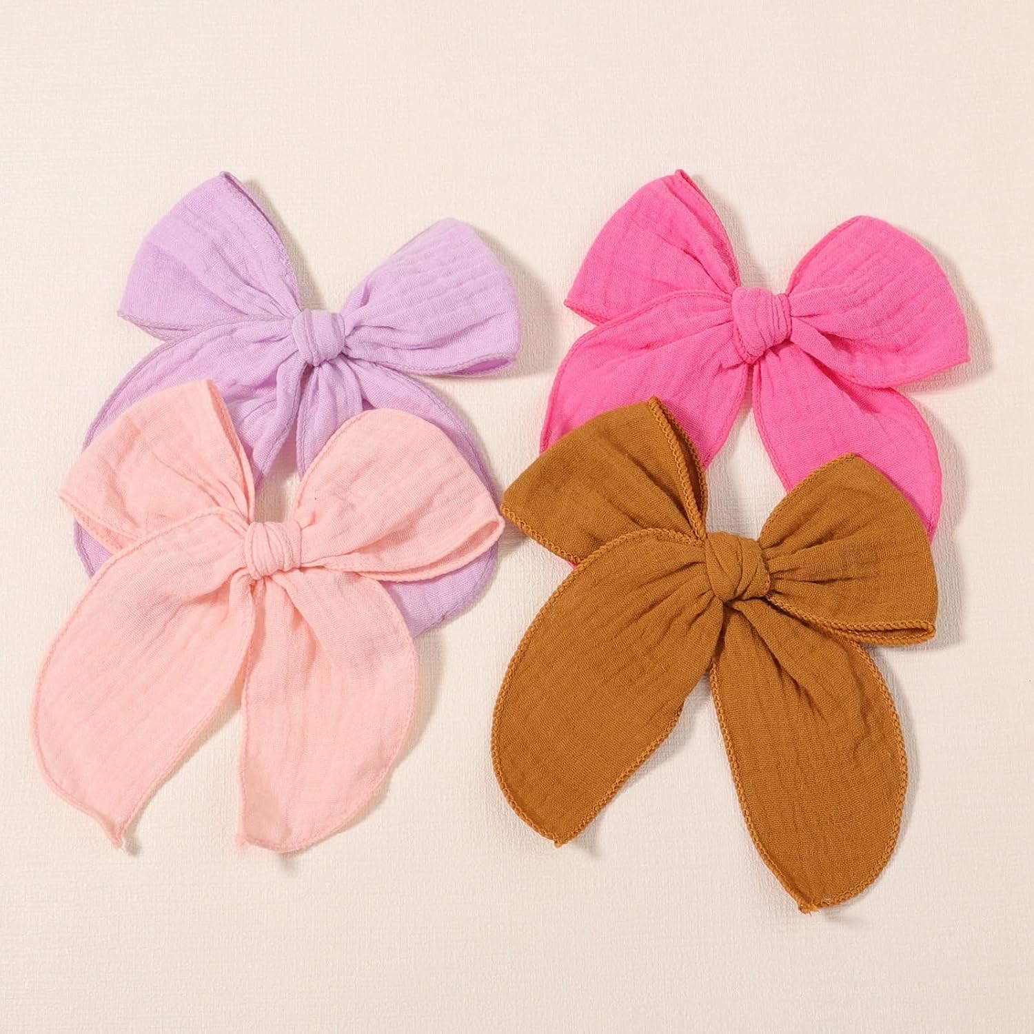 5.5 Inch Purple Fable Hair Bow: Handmade Linen Cotton Hair Clip for Girls - 1 PCS image 5