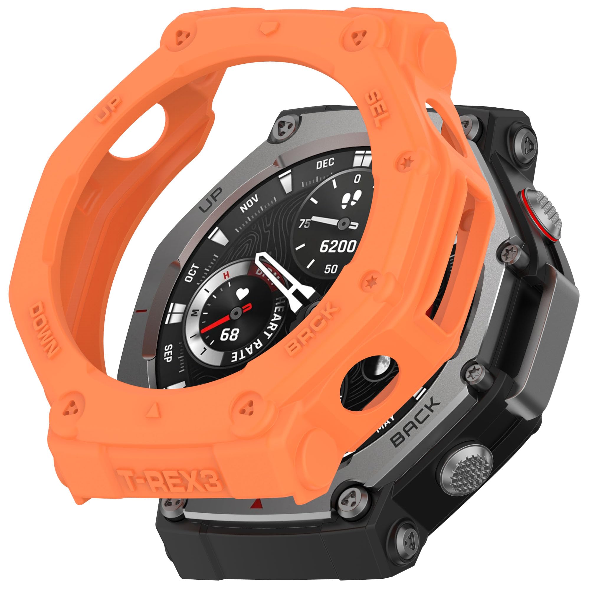 Compatible with Amazfit T-Rex 3 Case, Scratch-Resistance TPU Military Protection Rugged Cover Case for Amazfit T-Rex 3 Smartwatch Accessories (Orange)