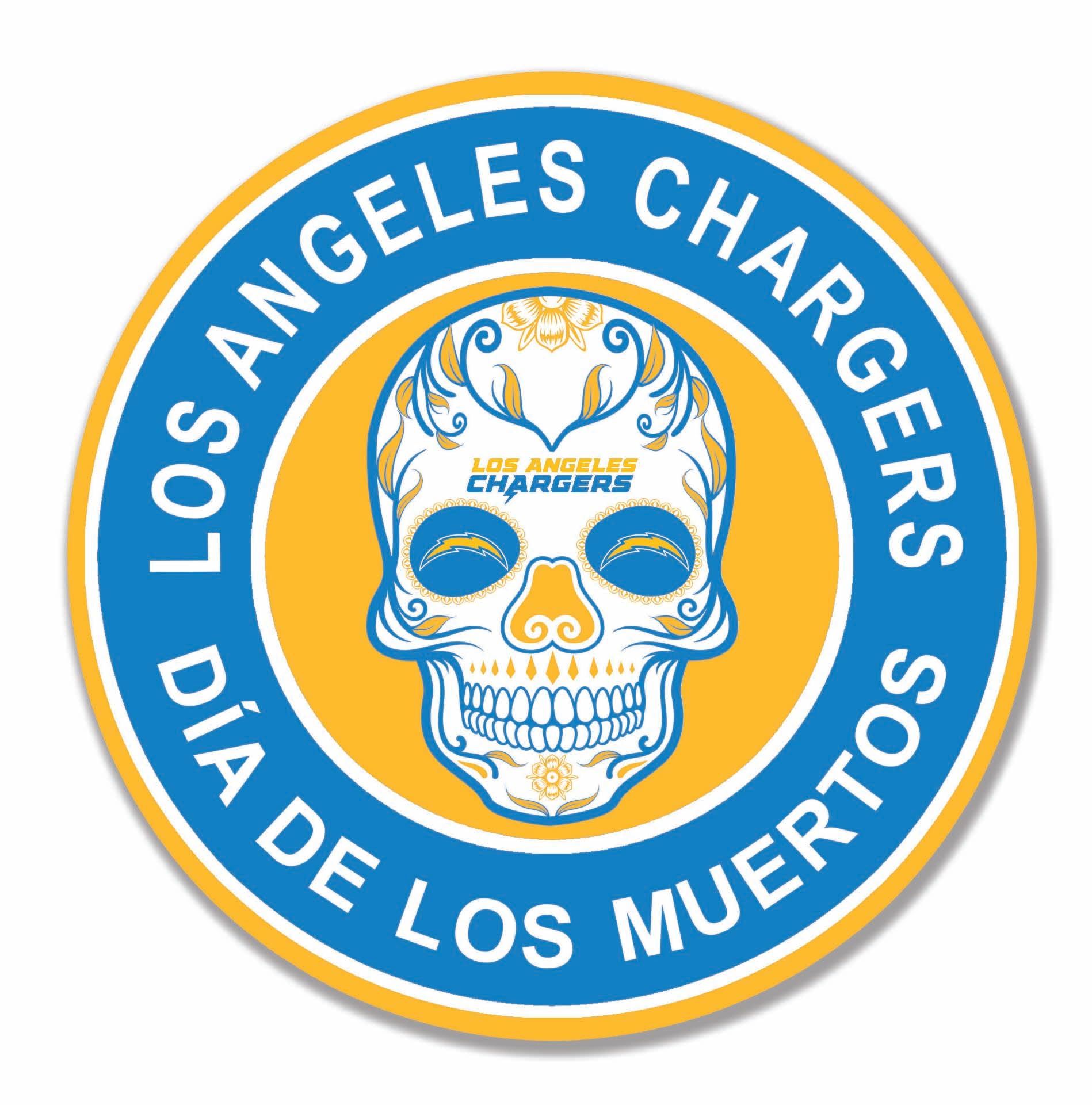 Fan Creations Los Angeles Chargers NFL Circle Sugar Skull NFL Logo 16in Circular Wood Sign