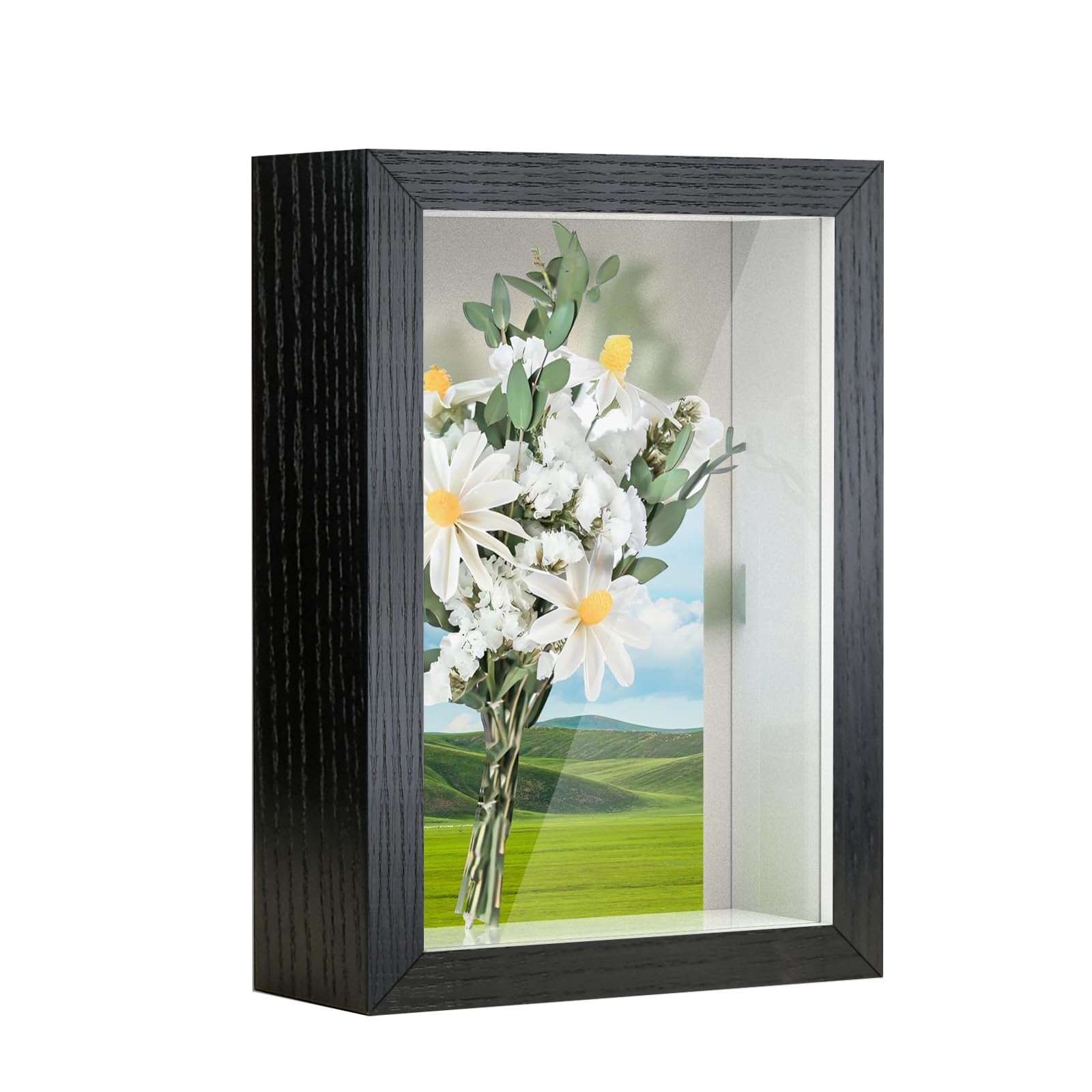 3D Shadow Box Frame 4x6 Inch, 3 CM Deep Box Frame with Real Glass, Black