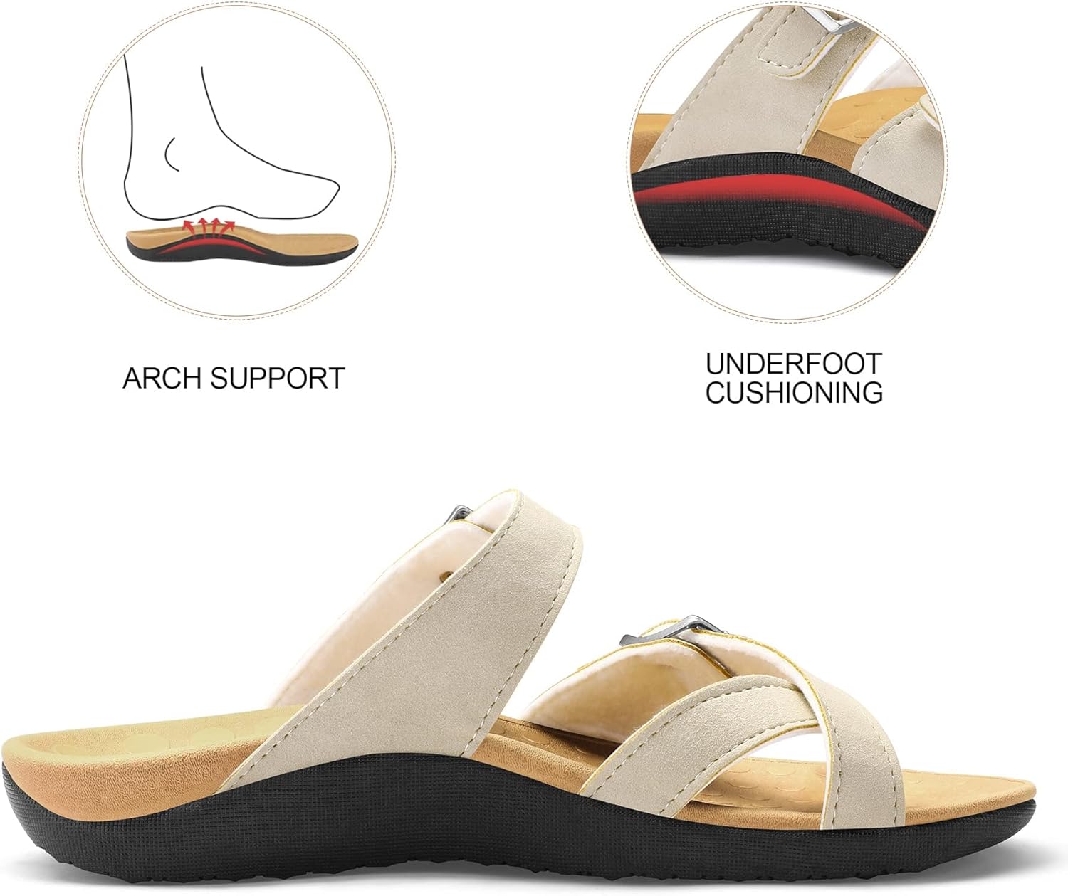 mysoft Women's Arch Support Slide Sandals Adjustable Orthopedic Flip Flops...  - Picture 11 of 49