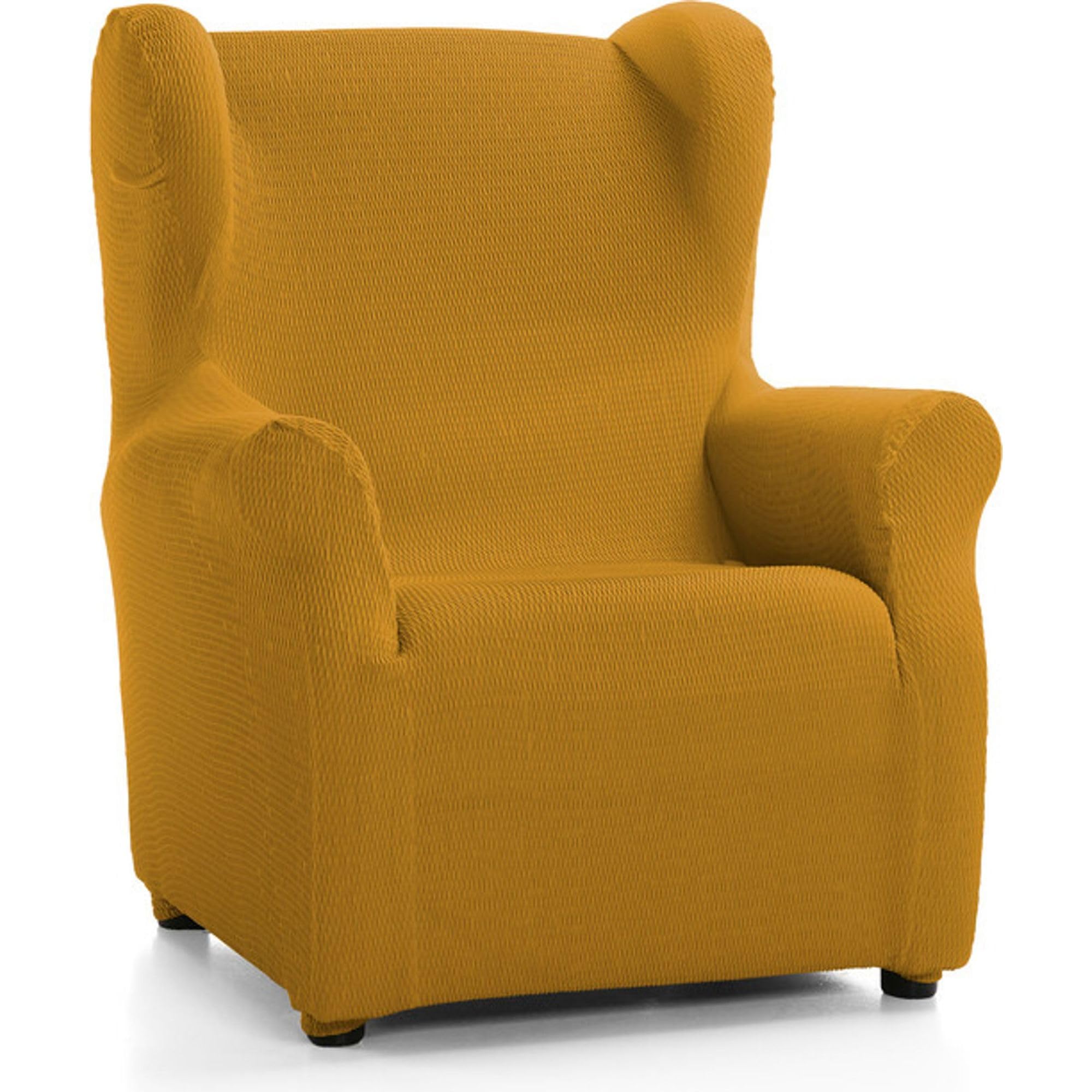 ECOMMERC3 Wingback Chair Cover, Padded and Super Adjustable, Elastic, Mustard Colour, 100% Made in Spain