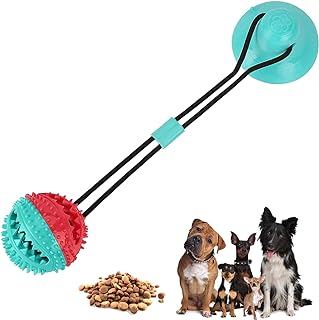 Guardians Dog Chew Toy with Suction Cup for Aggressive Chewers, Puppy Training Treats, Food Dispensing Ball, Pet Teeth Cleaning Rope Toys for Small Medium Dogs(Blue&Red)