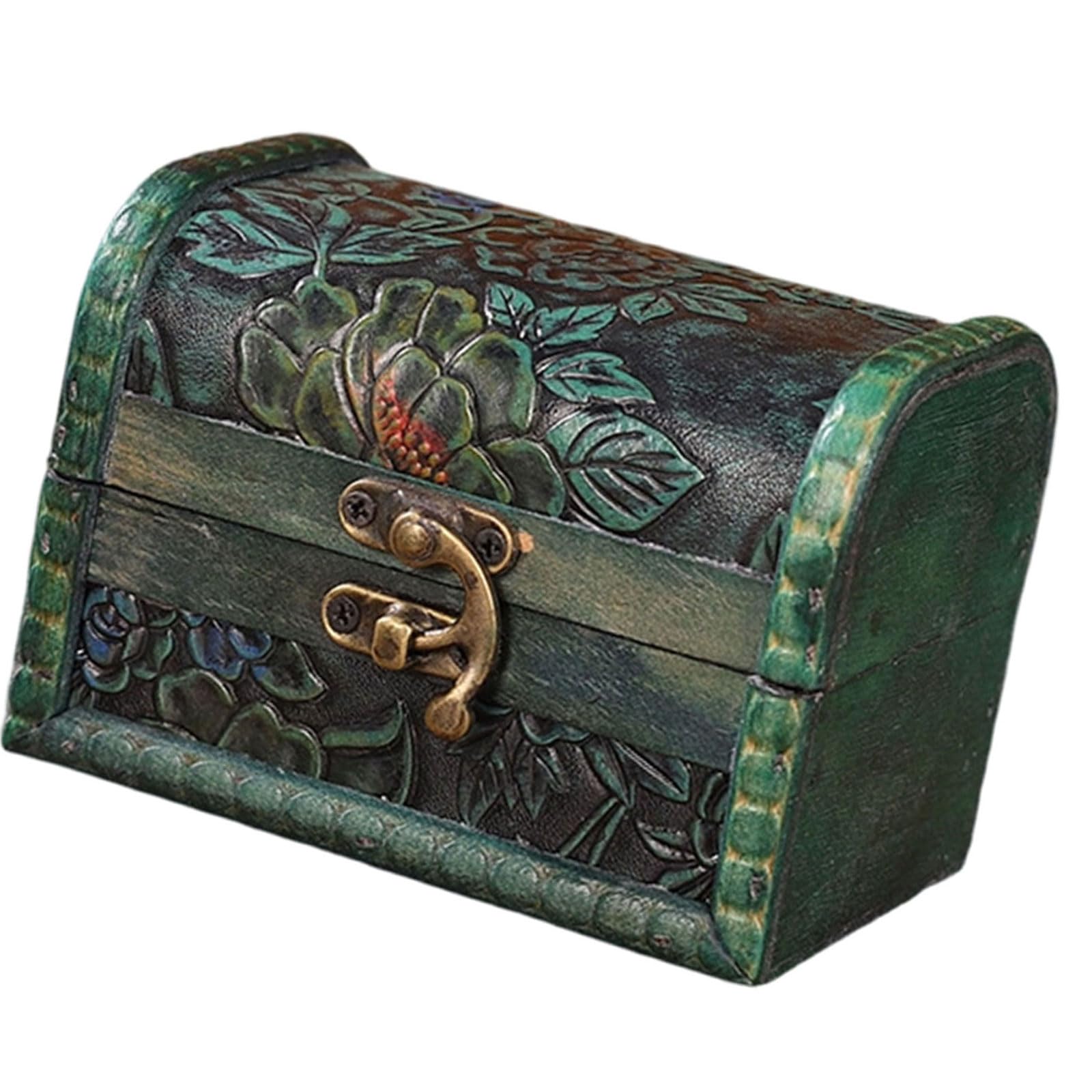 uikios Wood Jewelry Chest with Metal for Jewelry Storage and Rustics Home Decoration Accent Handcraft Wood Case