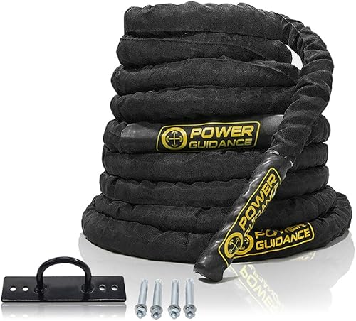 POWER GUIDANCE Cuerda de batalla, poli Dacron de 1.52 pulgadas de diámetro 30, 40, 50 pies de longitud para gimnasio en casa y entrenamiento al aire