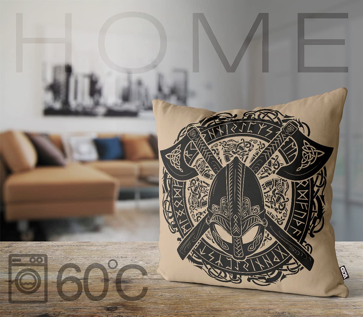 VOID Wikinger Helm Wappen Kissenbezug Kissenhülle Sofakissen Kissen Deko Outdoor-Kissen Dekokissen, Kissen Größe:60 x 60 cm