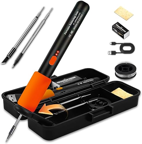 KINGSOM Kit de soldador inalámbrico, 2 en 1 con cableinalámbrico sin cable, calentamiento rápido de 8 segundos con soporte portátil, temperatura