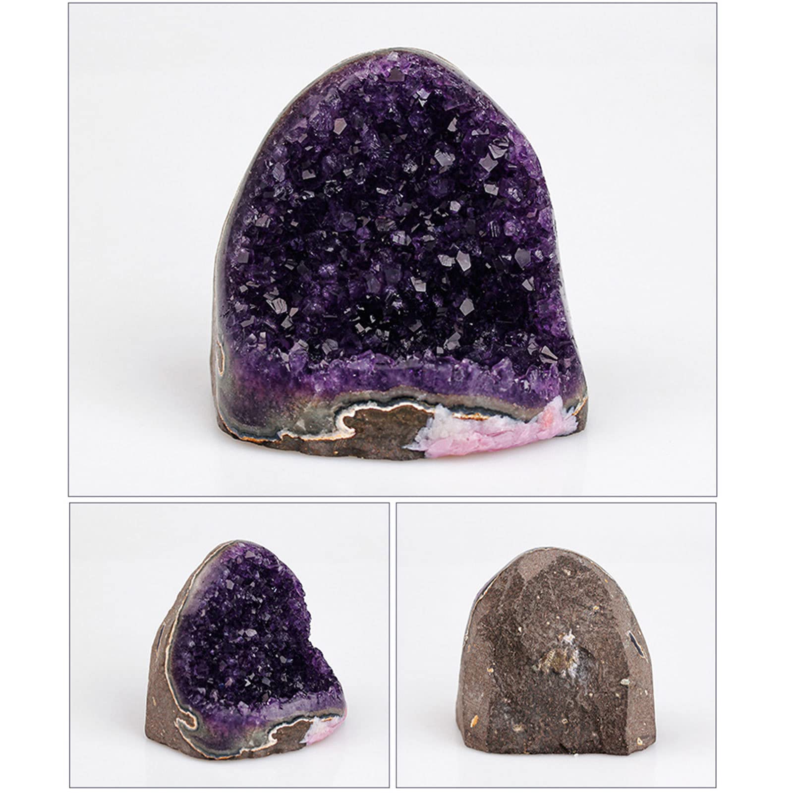 AAKOMA Amatista Cristal Geoda Adornos de Cueva de Cristal de Cuarzo Cúmulo de Cristal Natural Cúmulos de Amatista de Piedras Preciosas crudas Regalo Premium for coleccionistas,A (Color : XS)