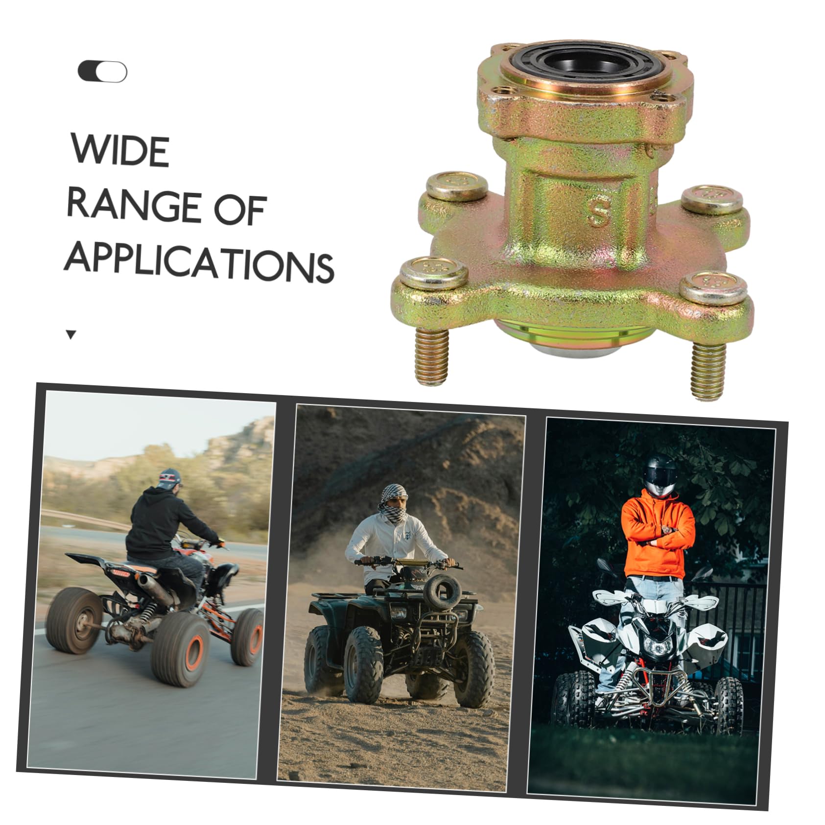 Cabilock Mozzo Ruota Anteriore ATV e Go Kart in Ferro Oro Distanza Fori 88mm e 4 Fori per Installazione Facile e Fissaggio Sicuro Adatto a Spiagge e Aree Selvagge