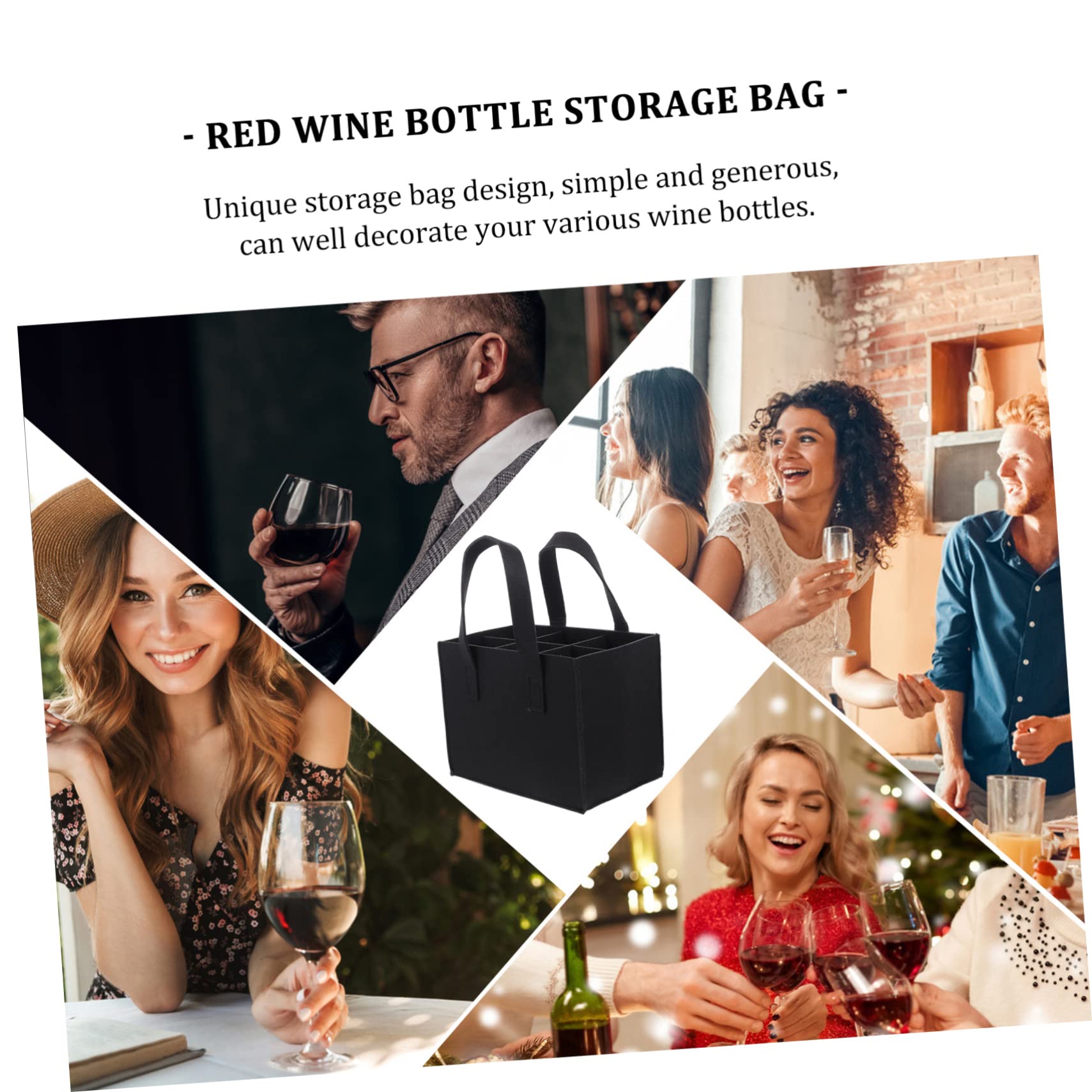 KICHOUSE Divided Wine Bottle Storage Bag Portable Felt Carrier for Bottles Stylish Red Wine Tote with Removable Partition for Safe Transport and Storage Bag