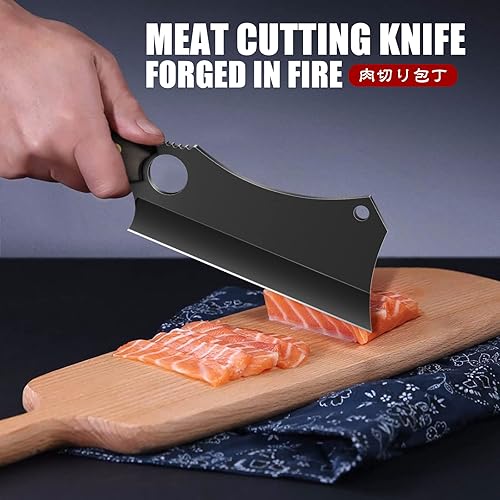 Miniatura 4 de Paquete de cuchillos de carne mejorados con cuchillo de chef serbio, regalo vikingo para hombres, caza, barbacoa, camping con funda