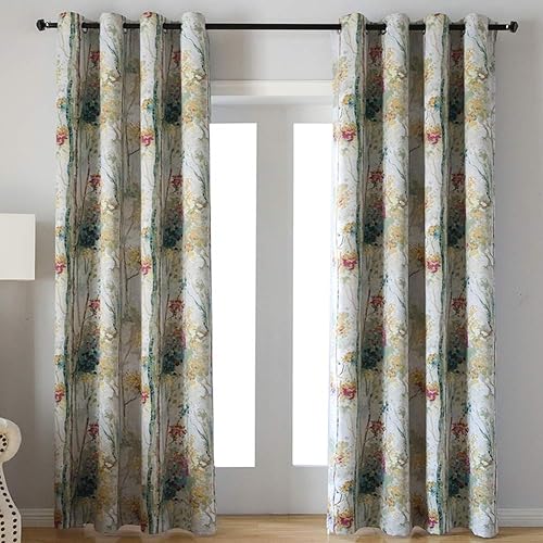 Kotile - Cortinas opacas con ojales superiores y diseño impreso, 2 paneles aislados térmicamente para ventanas de sala