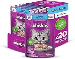 Pack Ração Úmida Whiskas Sachê Atum ao Molho para Gatos Adultos 85 g - 20 unidades