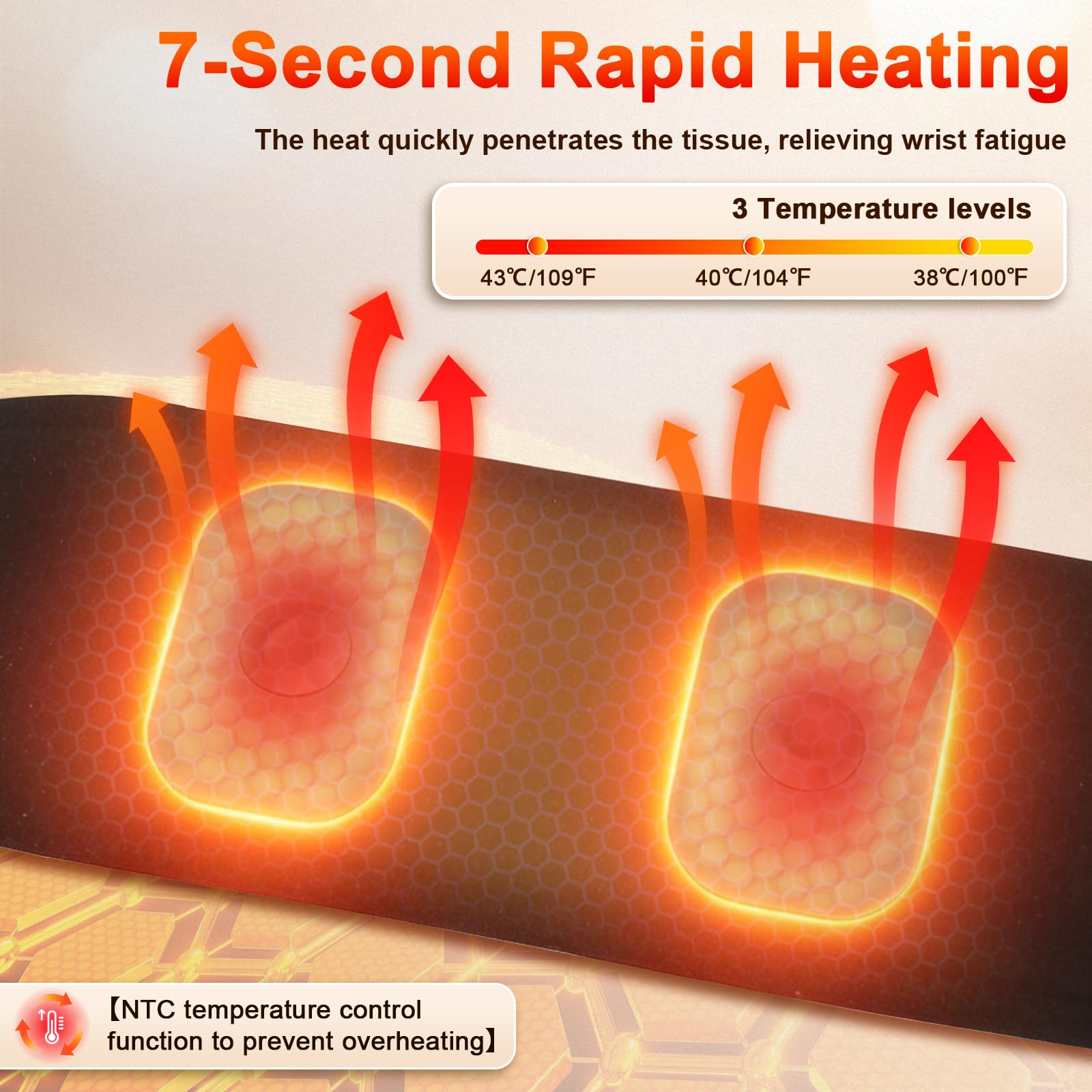 Massaggiatore per Polso, Fascia Riscaldante a Mano Elettrico, Massaggiatore Regolabile,3 livelli di calore,9 livelli di intensità, Fascia da Polso per Terapia a Luce Rossa, per Alleviare Dolore (nero)