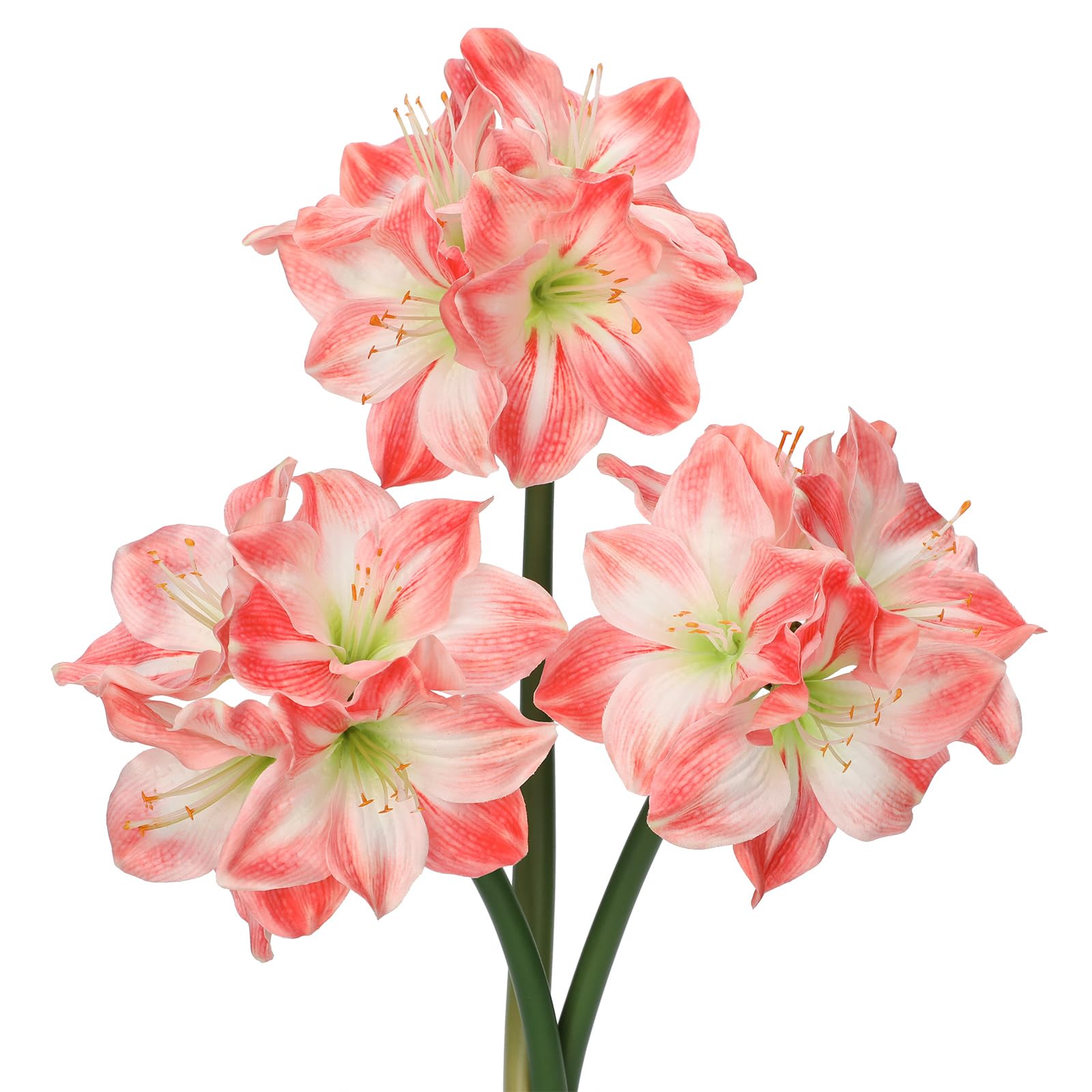 Oairse 3er-Set Kunstblumen Clivia mit 4 Blütenköpfen Seidenblumenstrauß für Weihnachten, Zuhause, Tischdekoration, Hochzeitsfeier-Arrangements, Esstisch-Mittelstück, Neujahrs-Ornamente, Rosa