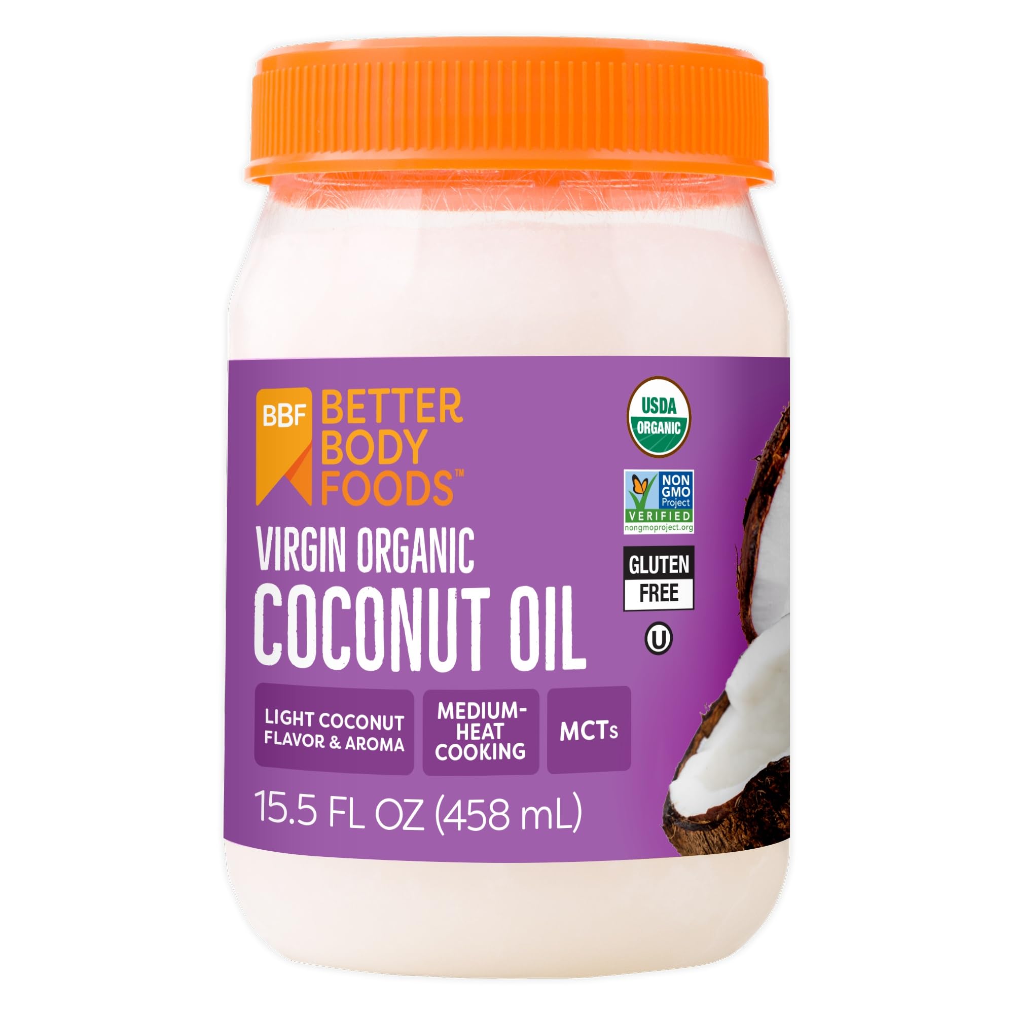 Organic Unrefined Coconut Oil - Hair & Skin Moisturizer, Baking & Cooking Oil - Light Aroma and Flavor - Butter Alternative - 15.5 Fl Oz