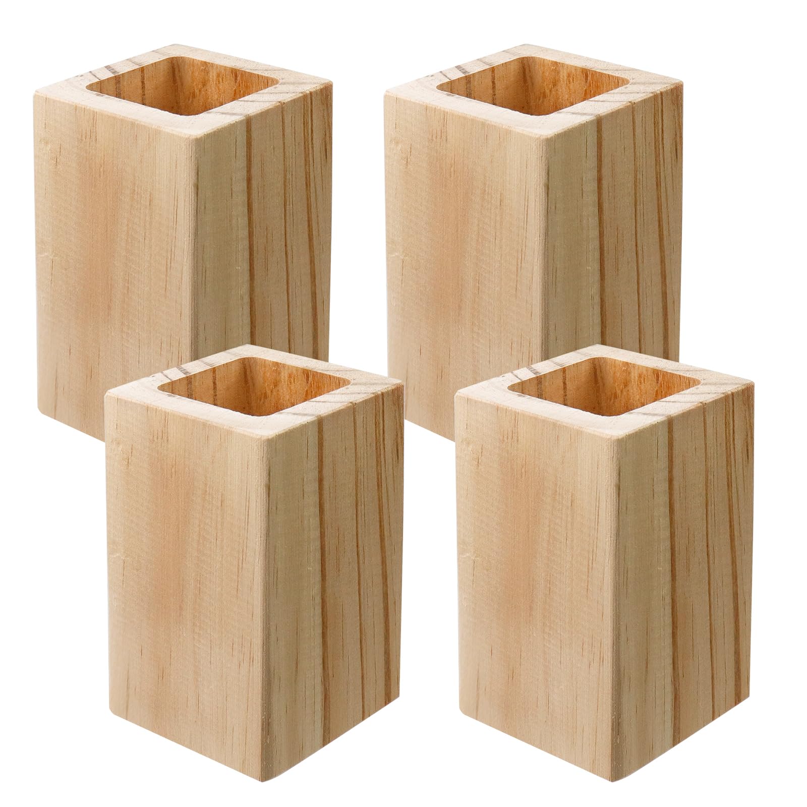 Semetall Elevadores de cama de madera, elevadores de muebles resistentes para sofá, cama, mesa de escritorio (elevación de 10 cm), se adapta a 2 x 2 pulgadas, juego de 4
