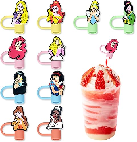 Tapa de popote para taza, adorno de popote reutilizable para vaso de 30 y 40 onzas, fundas de punta de popote de dibujos animados para accesorios de