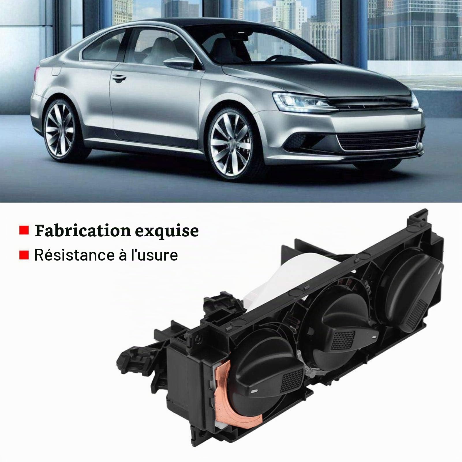 OUKENS Interrupteur de chauffage, commande de chauffage de climatiseur de voiture en matière plastique ABS 1H0820045D pour Golf/Jetta/MK3/VENTO/EUROVAN