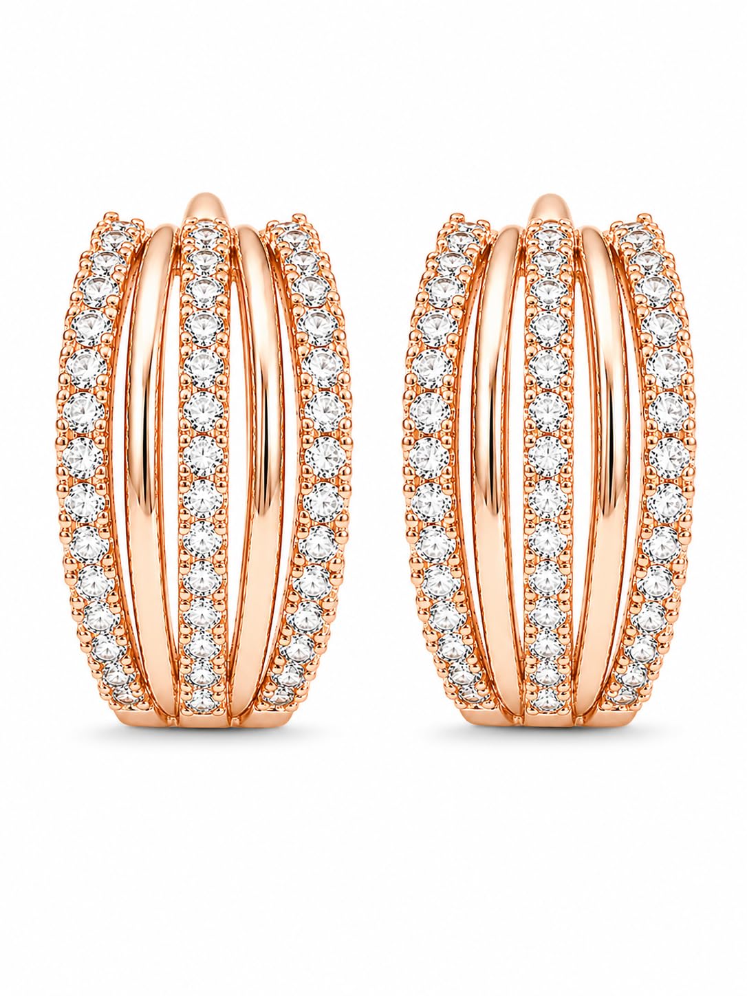 forevershine Rose Gold Plated Hoop Earrings for Women | Cubic Zirconia Studded Bali Earrings | Stylish Daily Wear CZ Hoops | Lightweight Party & Office Jewellery-picture-21