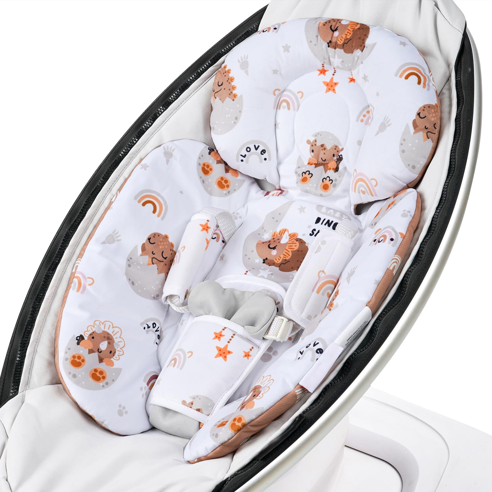 genericInfant Insert Compatible with 4moms Mamaroo Swing & Graco Swing & Infant Car Seat, Newborn Insert, Baby Head and Body Support, Reversible Design, Breathable Soft Fabric, 1Pcs - Dinosaur