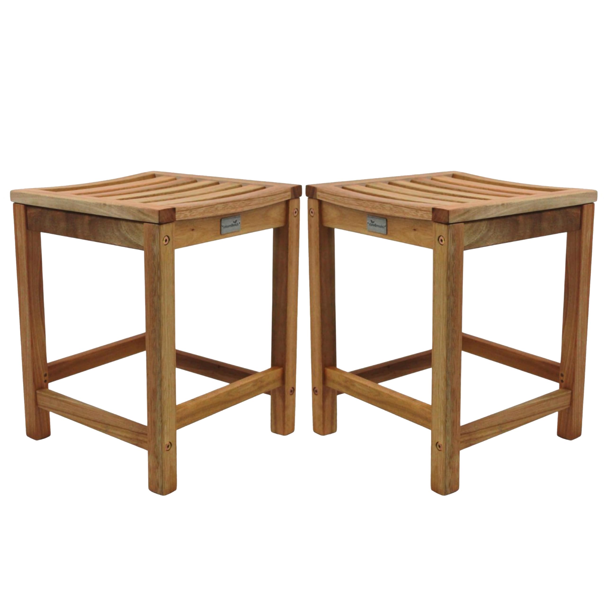 Tabourets bas carrés Melton en bois lot de 2 pour salle à manger