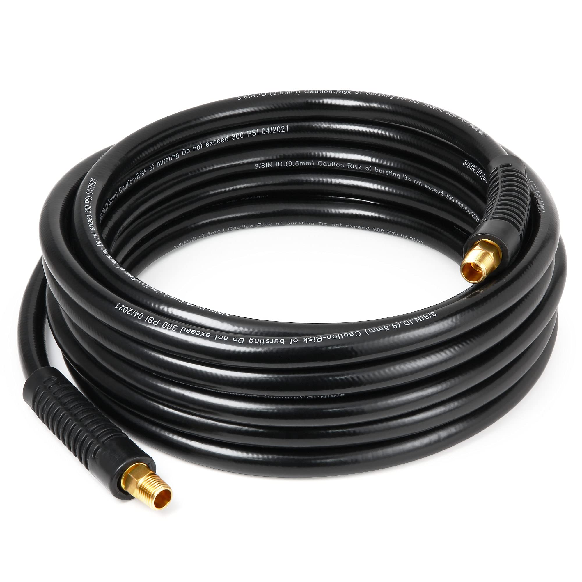 Powerbuilt 3/8 in. x 25 ft. PVC Air Hose, 300 PSI Working Pressure, 1/4" NPT Brass fitting, Lightweight - 642134