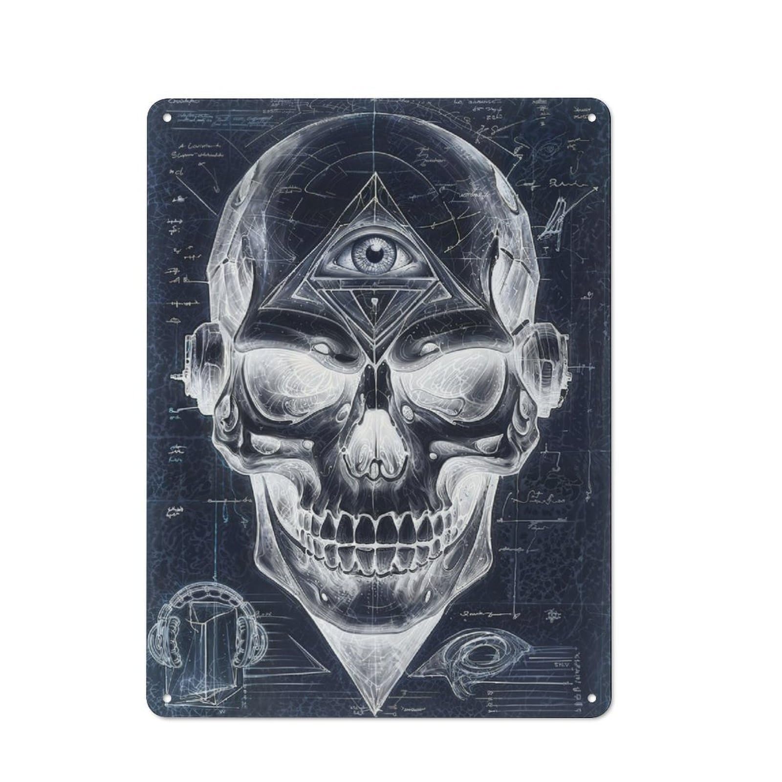 Vintage Tin Sign 40x30cm with Negative Minds Eye Skull for Living Room Or Hallway, for Metal Sign Collectors, for Vintage Wall Decor Fans