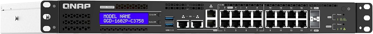 Bеѕt Dеаl 🛒 QNAP QGD-1602P-C3758-8G 18 Port Smart Edge PoE Switch with 2.5GbE and 10GbE Capability, Intel Atom C3558 CPU, 8GB RAM (QGD-1602P-C3558-8G)