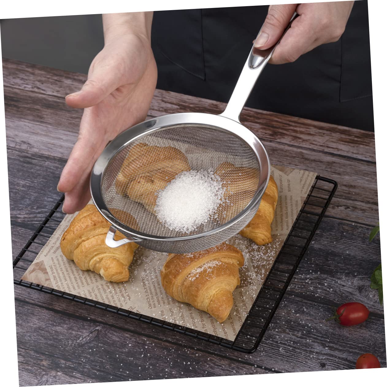 3 pezzi Setaccio per farina manuale Setaccio da cucina a maglia fine sopra il lavello Scolapasta in acciaio inossidabile Setaccio a maglie per pasta Farina Polpa Fi Forniture da cucina in acciaio ino