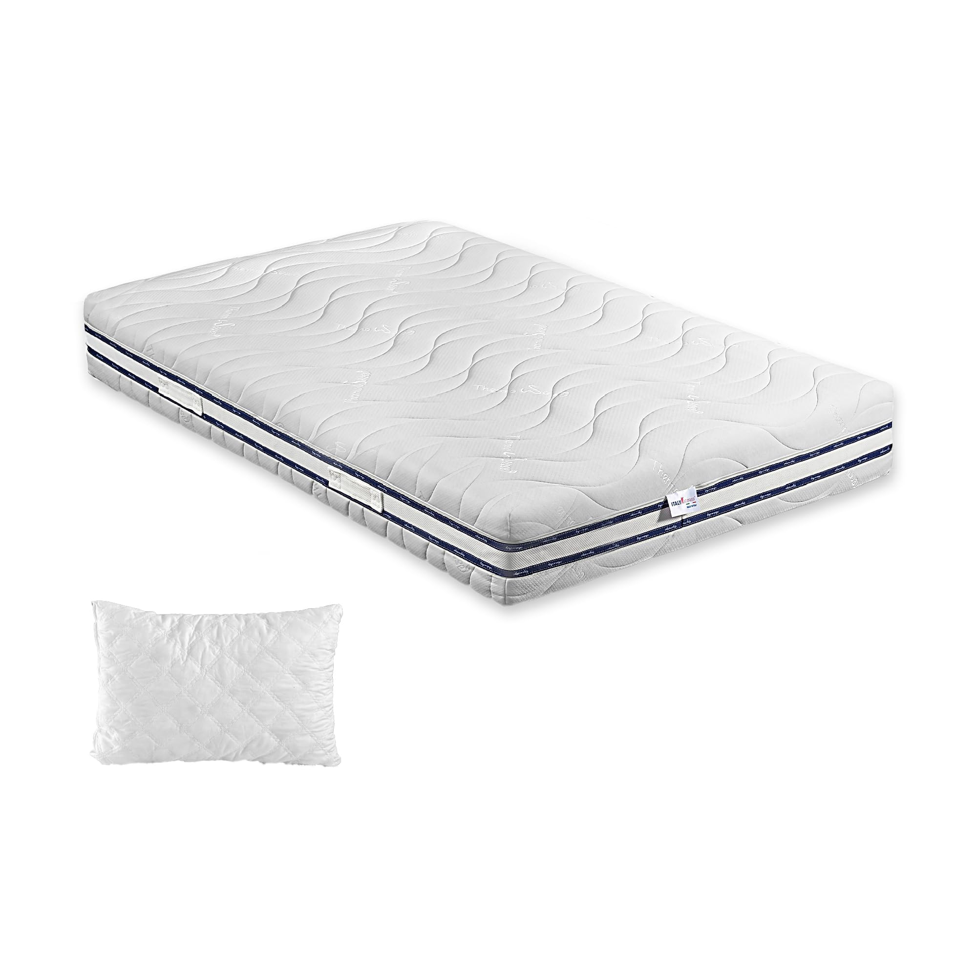 ITALYMATERASSI Materasso Una Piazza e Mezza MED 3.1 120x200 cm in Memory Foam e Molle Insacchettate con 1 Cuscino, Alto 24 cm, Dispositivo Medico Detraibile, Made in Italy