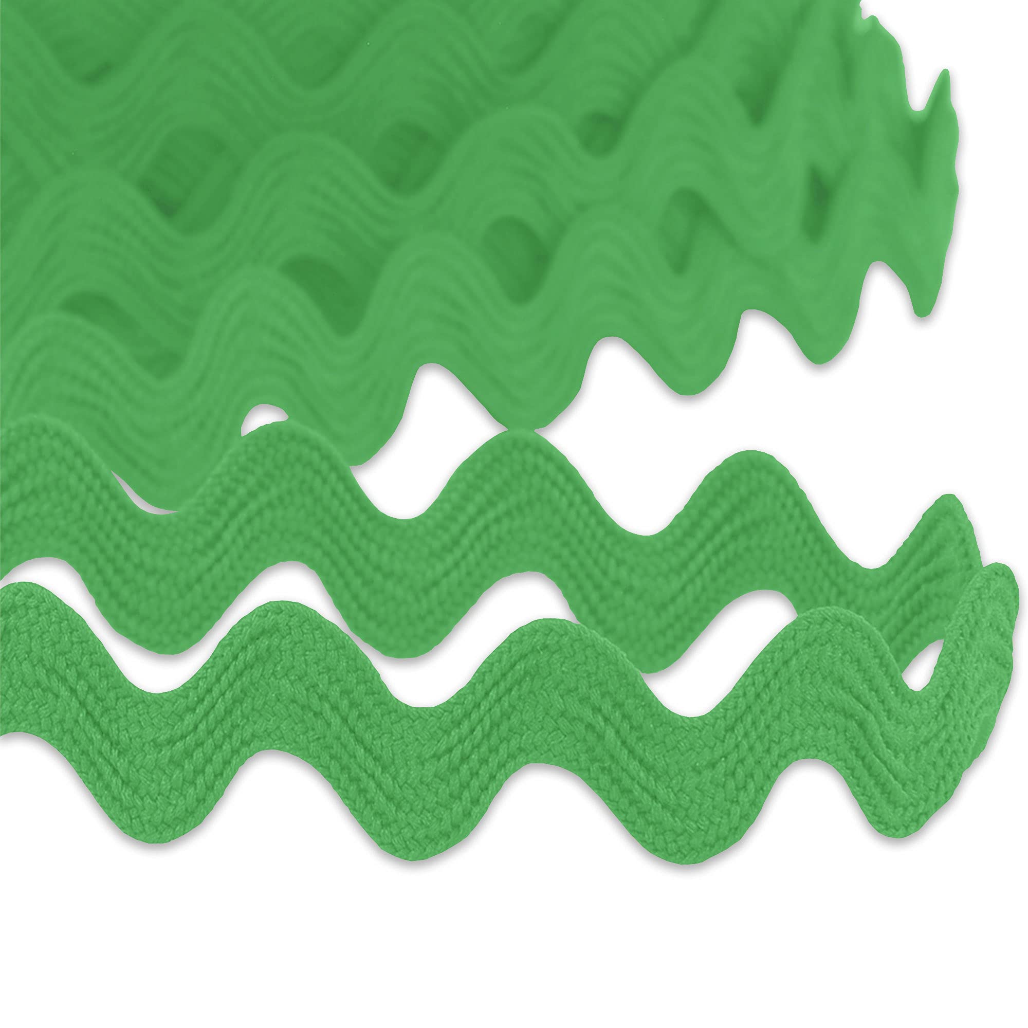Habercrafts Light Green 9Mm Ric Rac Ribbon Sewing Braid Ric Rak Trimming Polyester Wave Trim Ribbon Fringe For Dressmaking Clothes Design Haberdashery Gift Wrapping Crafts Fringe Trim ( - 9Mm - 3 Meters)
