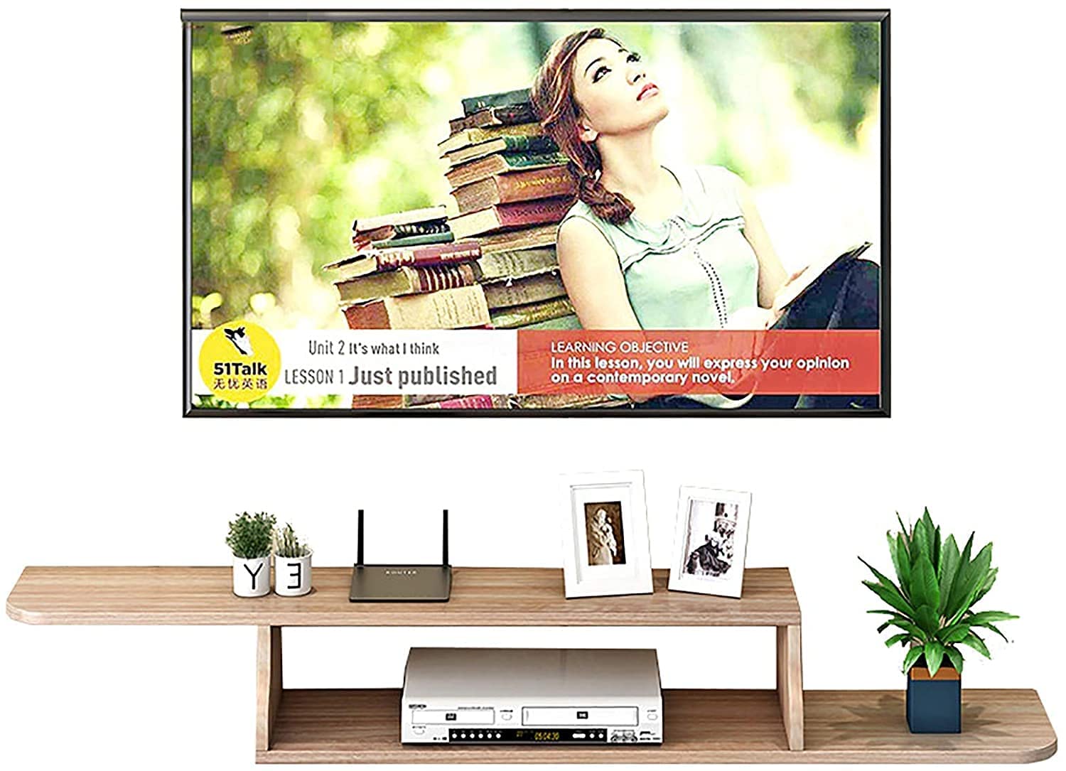 Meuble TV flottant gain de place, boîte rangement murale