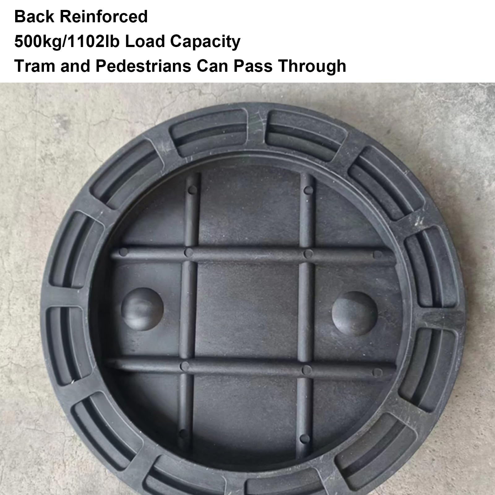 Tapa Arqueta y Marco, Tapa para Tanque Séptico de PE con Asa, Cubierta de Alcantarillado Reforzada y Antideslizante para Patio, Jardín o Pavimento, Carga de 500 Kg