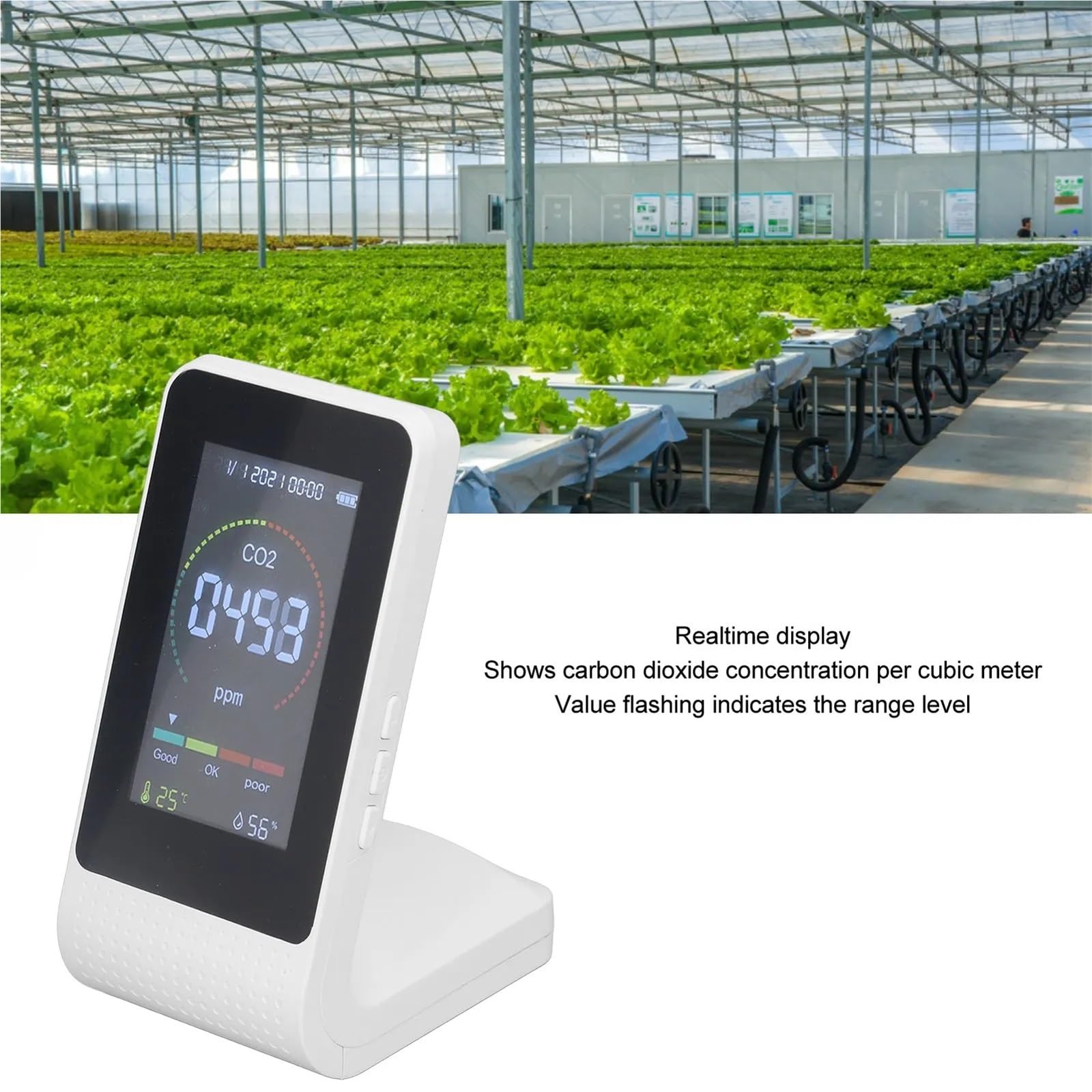 Monitor de calidad del aire de CO2 multifuncional con pantalla digital LED