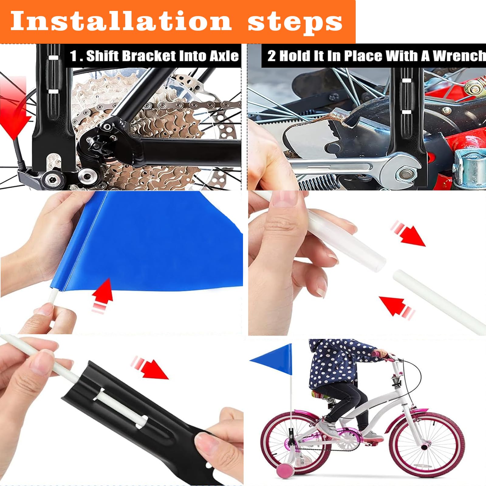 3 stuks fietsvlag voor kinderen met 5 vlaggenstok, verstelbare fietsvlag waterdichte veiligheid wimpel, fietsvlag, voor outdoor fiets accessoires voor fietsvlag kinderen