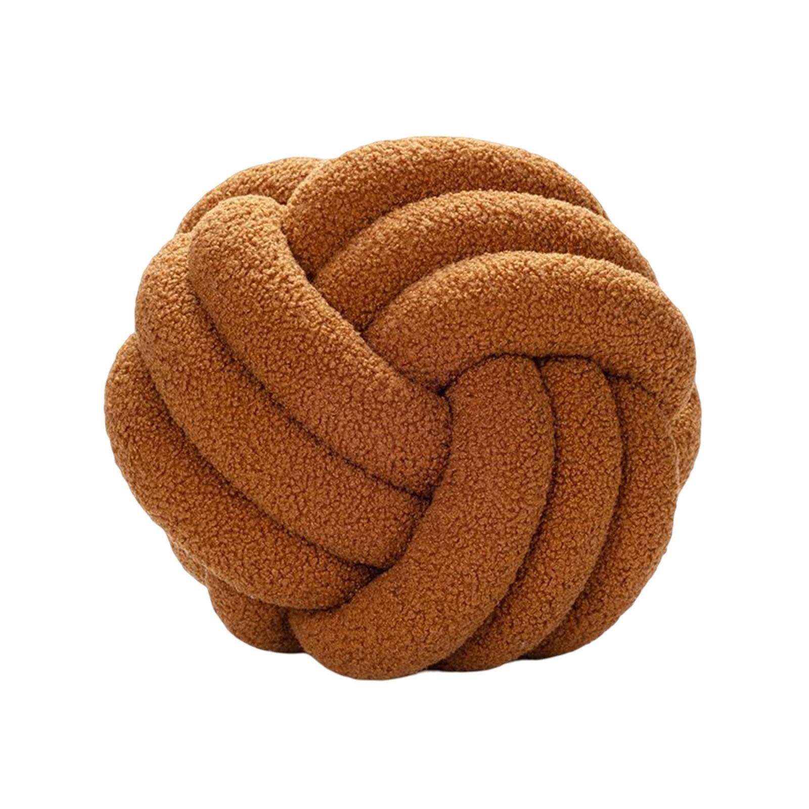MYADDICTION Plush Knot Ball Pillow Diameter 22cm Room Decoration for Sofa Couch Brown-image-14
