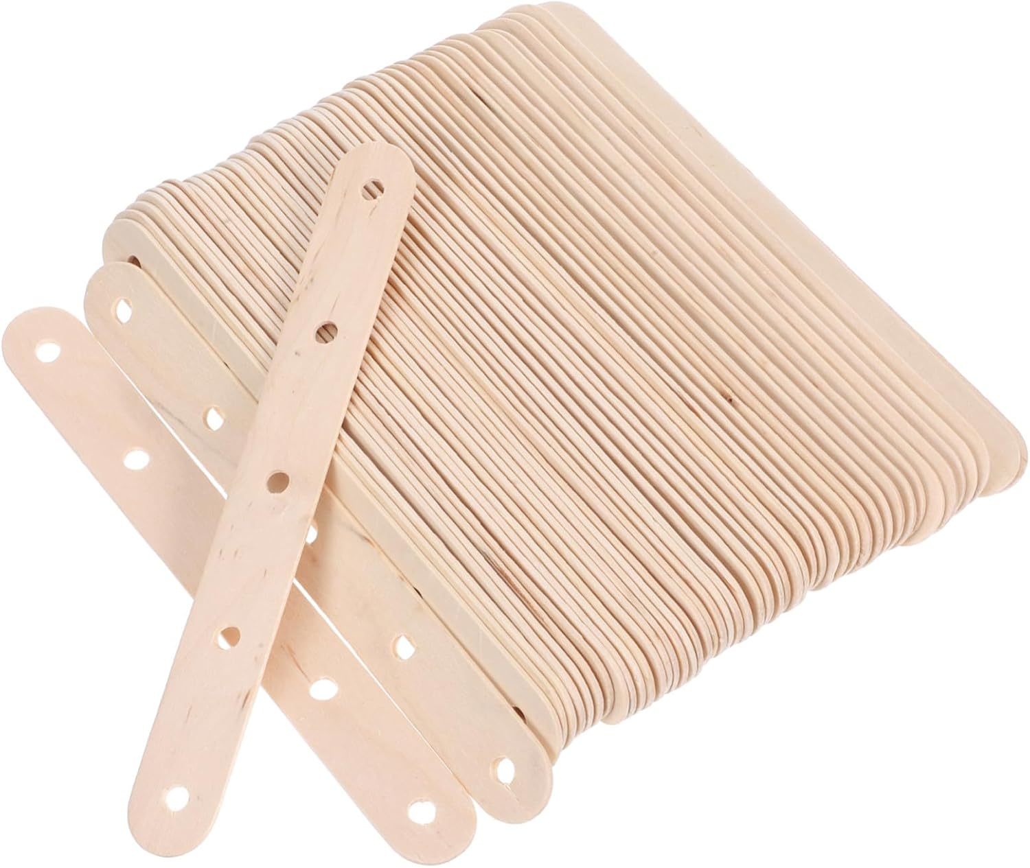 100pcs Natural Wood Craft Sticks with Holes Versatile Sticks for Treats Projects and Painting for Boys and Girls Crafts and Culinary Uses
