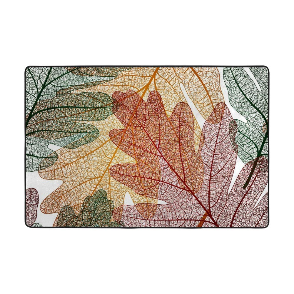 Tapis corail en velours feuille de chêne pour salon chaleureux