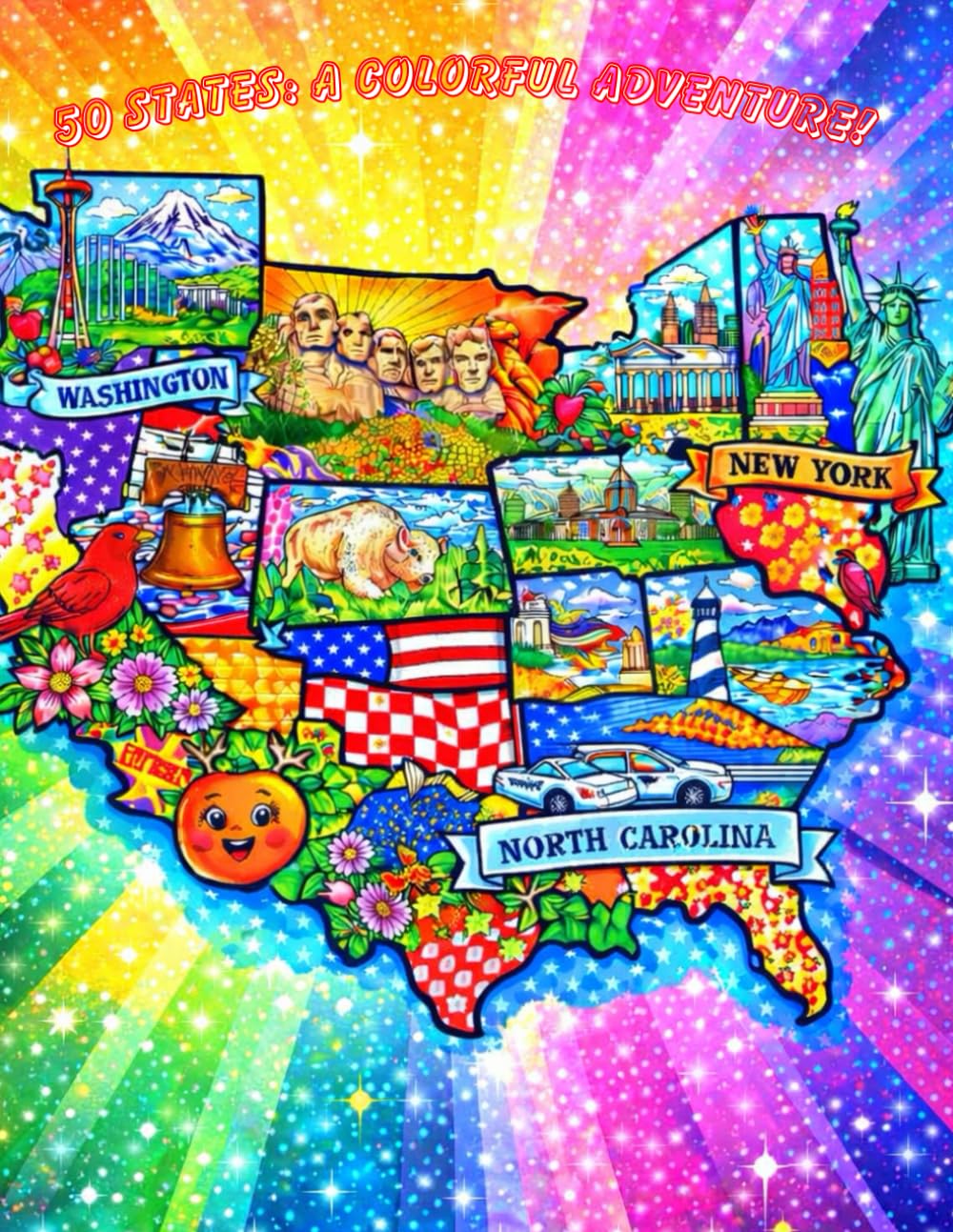 50 STATES: A COLORFUL ADVENTURE!: A FUN, COLORFUL JOURNEY OF ALL 50 STATES, COLOR YOUR STATE AND OTHERS