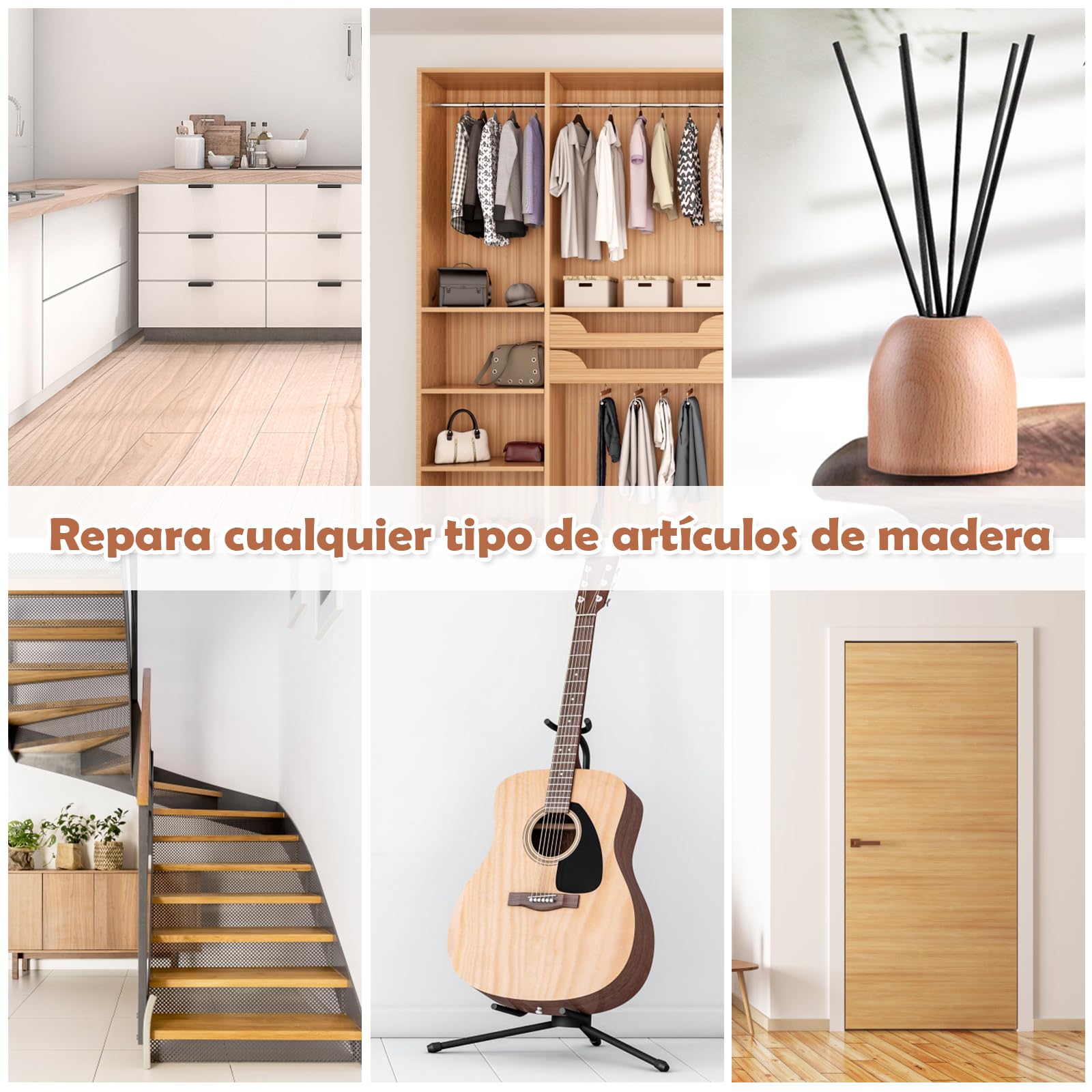 SEISSO Wood Furniture Repair Kit de Reparación de Muebles Para Madera y Marcadores de Madera, Juego de 42 Varillas de Cera con Kit de Reparación de Resina