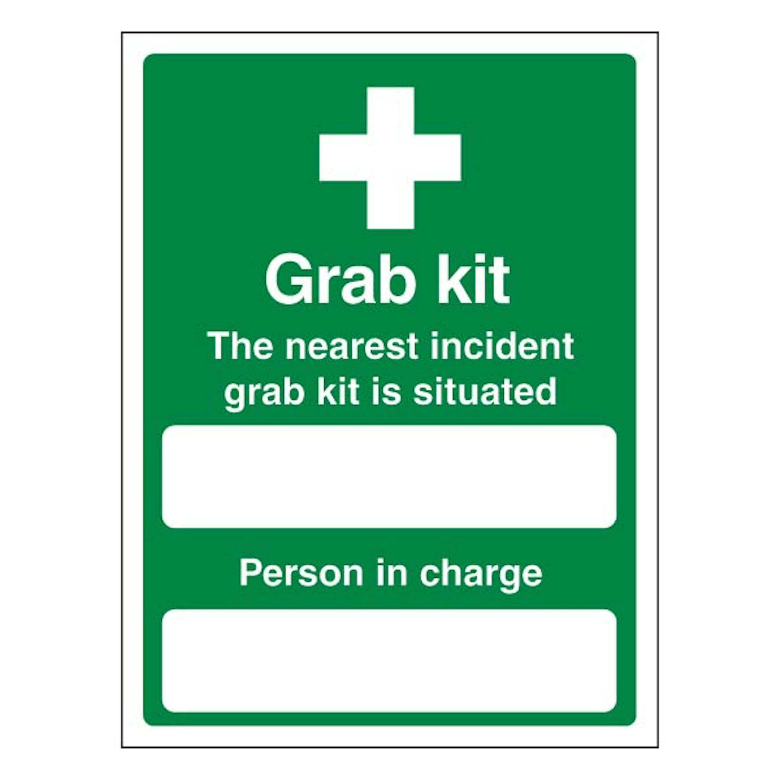 V Safety The Nearest Incident Grab Kit Is Situated - Portrait 450 x 600 mm - 2mm Rigid Plastic