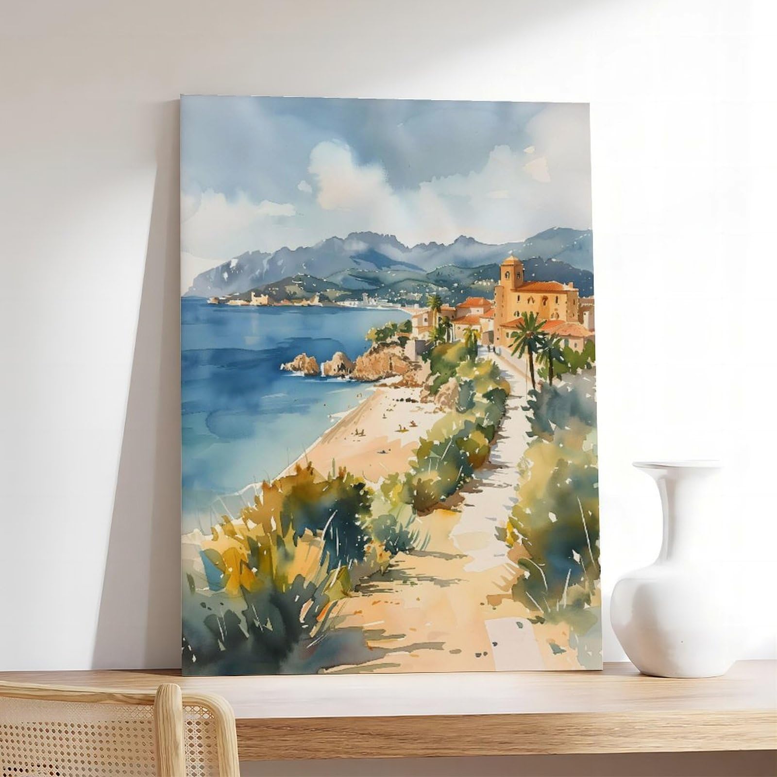 Amazon.com: ZJLAMZ Côte Dazur Watercolor Painting French
