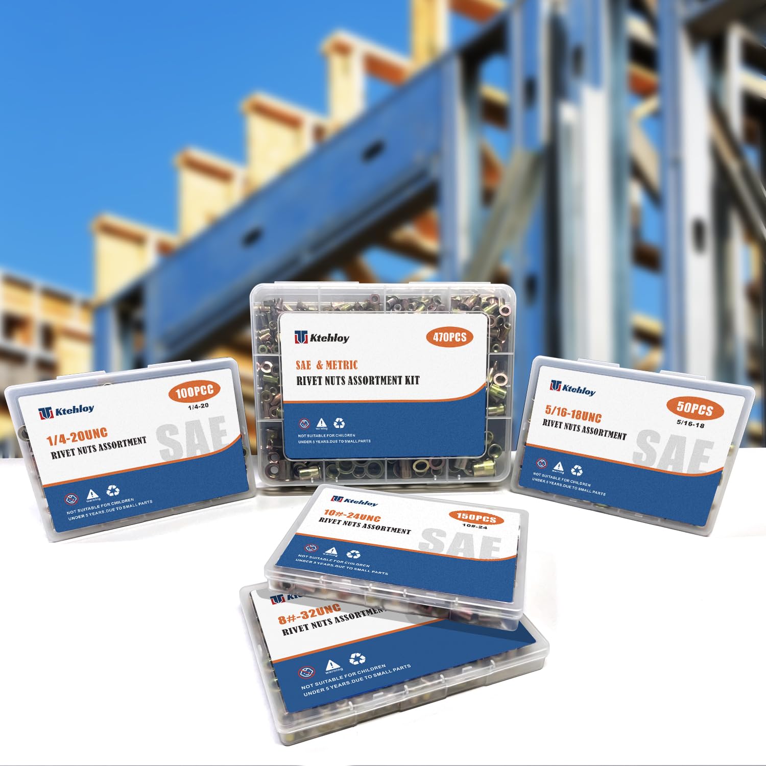 Rivet Nut, Ktehloy 100Pcs 1/4"-20UNC Carbon Steel Flat 1/4-20