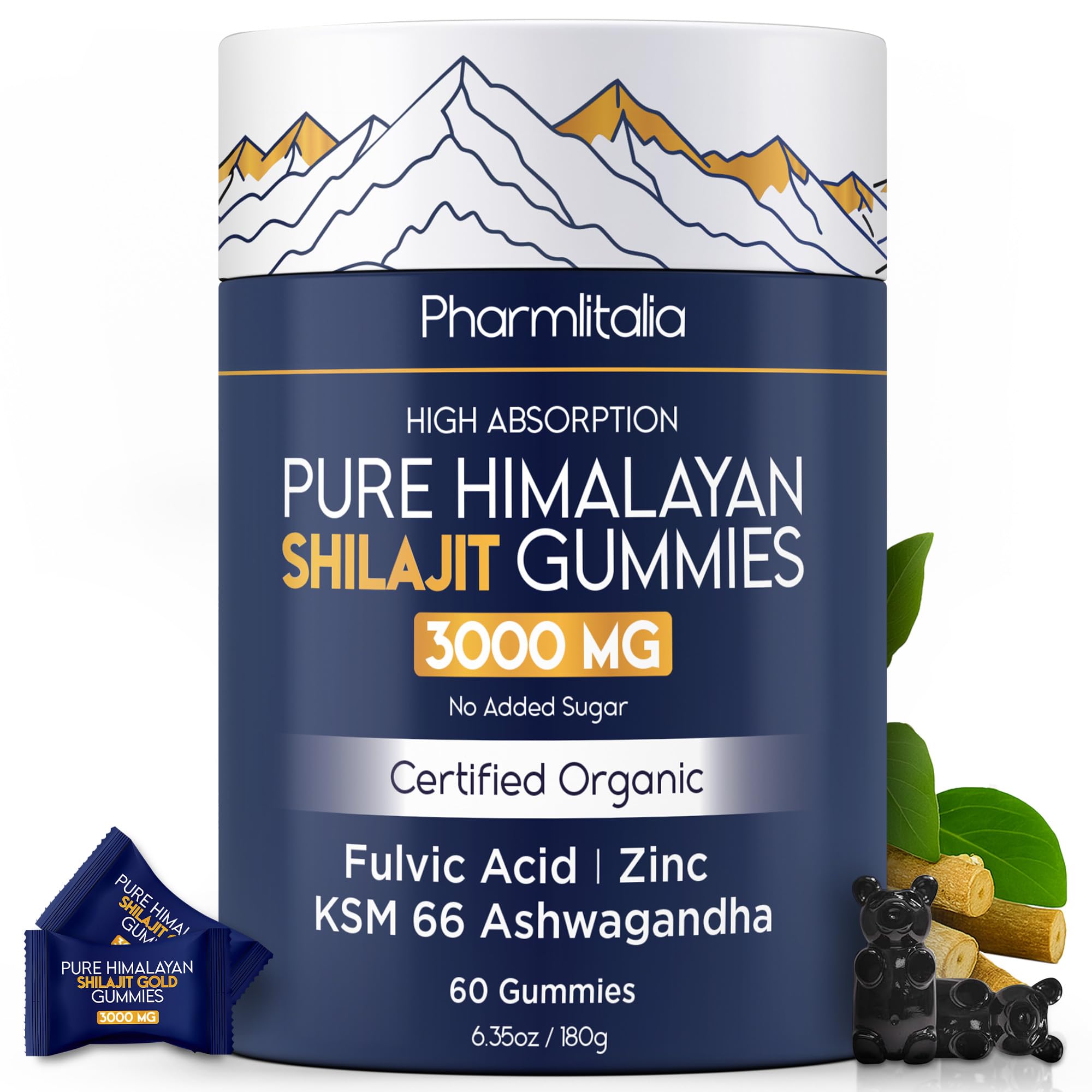 HWAXIGO 3000mg Himalayan Shilajit Gummies Gold For Men & Women - Organic & Natural With 85 Essential Minerals & Fulvic Acid - Non-GMO - 100% Natural & Organic (1 Bottle/60 Gummy - View #14
