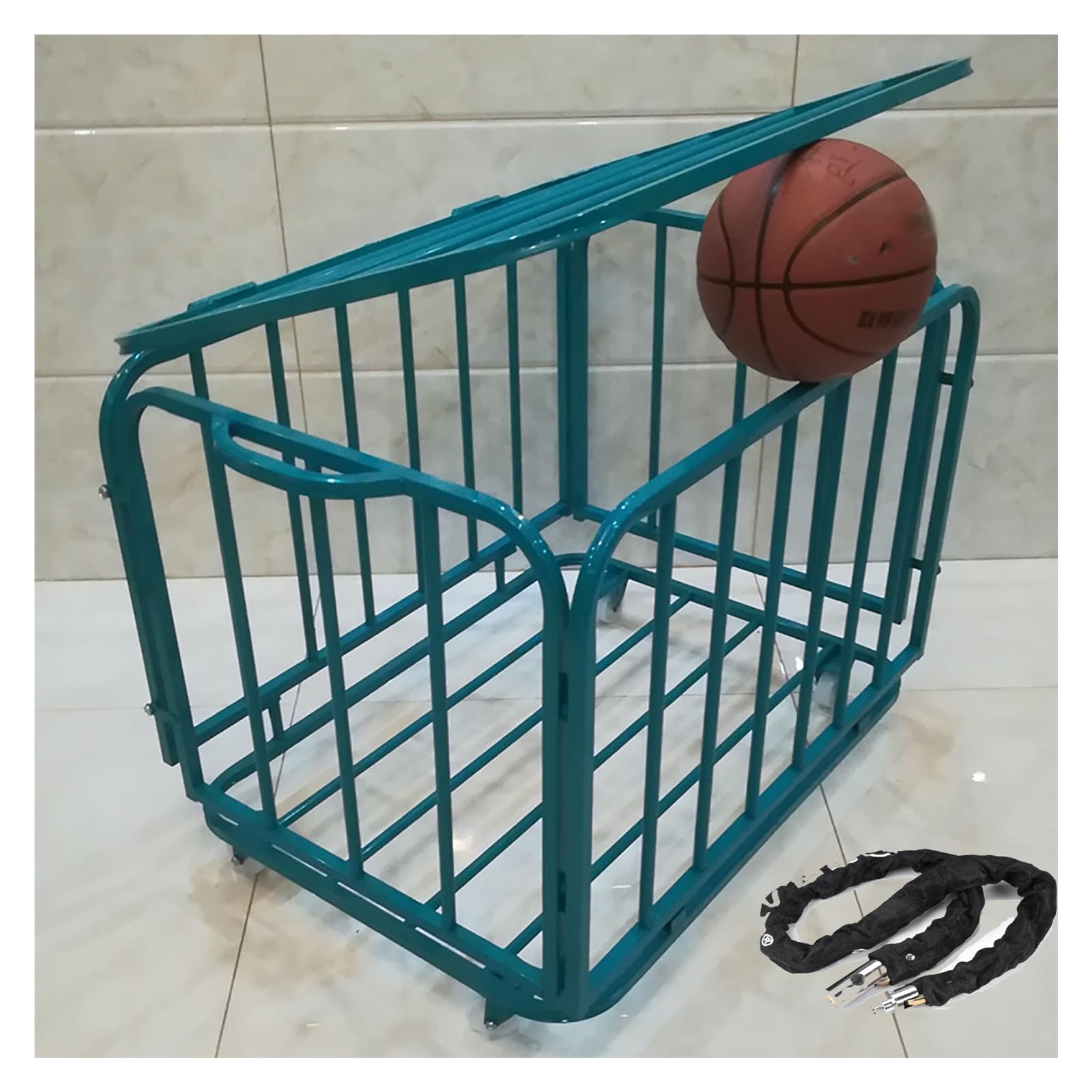 Wytrzymały metalowy kosz do przechowywania piłek sportowych duża pojemność do koszykówki piłki nożnej baseballowej siatkówki składana konstrukcja wymiary: 89.9 cm x 79.8 cm x 74.9 cm (M90x70x75cm)