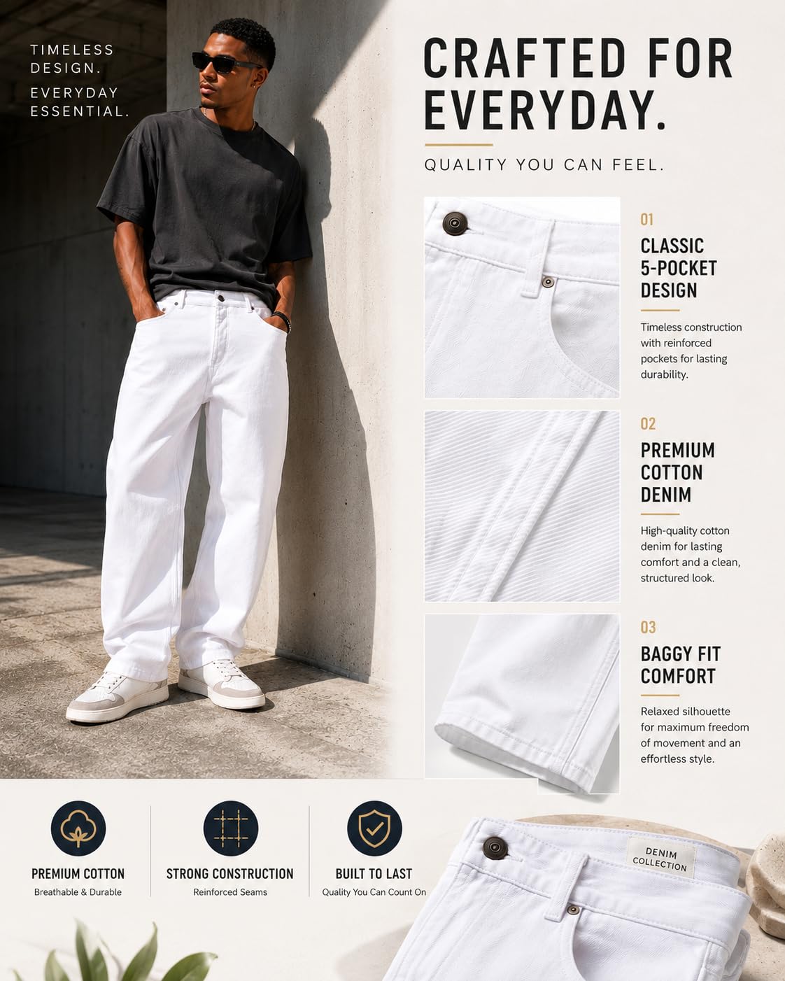 Jeanshose – Gerade geschnittene Denim Hose mit 5-Pocket-Style – Klassische Straight Fit Jeans für Freizeit & Streetwear