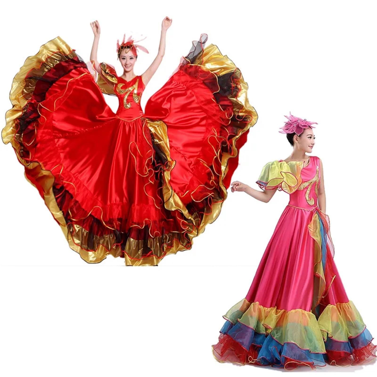 Falda Flamenca Mujer Vestido de baile flamenco for apertura, vestido deslumbrante for adultos, ambiente moderno, actuación